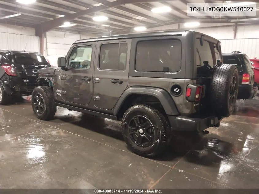 2019 Jeep Wrangler Unlimited Sport S 4X4 VIN: 1C4HJXDG0KW540027 Lot: 40883714