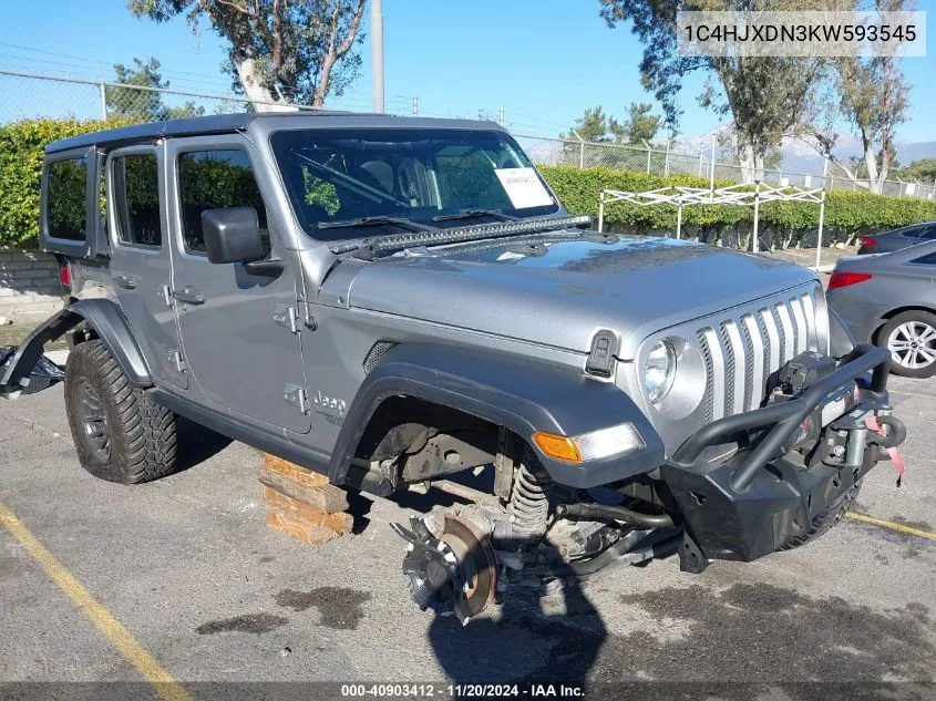 2019 Jeep Wrangler Unlimited Sport S 4X4 VIN: 1C4HJXDN3KW593545 Lot: 40903412