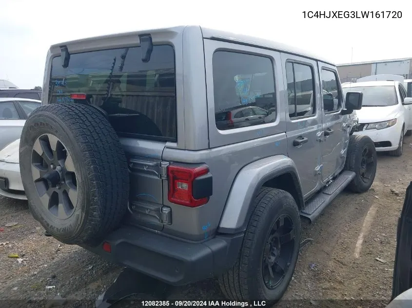 2020 Jeep Wrangler Unlimited Sahara VIN: 1C4HJXEG3LW161720 Lot: 12082385