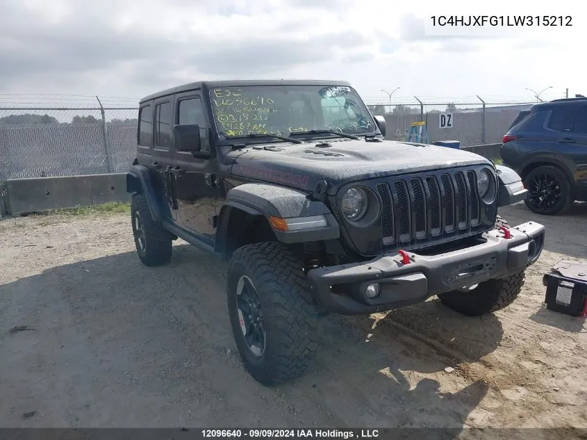 2020 Jeep Wrangler Unlimited Rubicon VIN: 1C4HJXFG1LW315212 Lot: 12096640