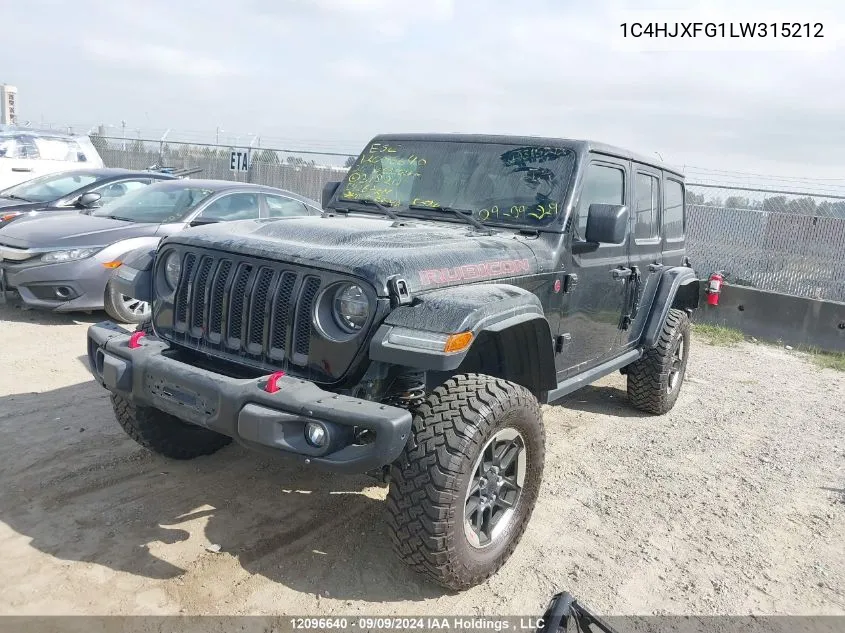 2020 Jeep Wrangler Unlimited Rubicon VIN: 1C4HJXFG1LW315212 Lot: 12096640