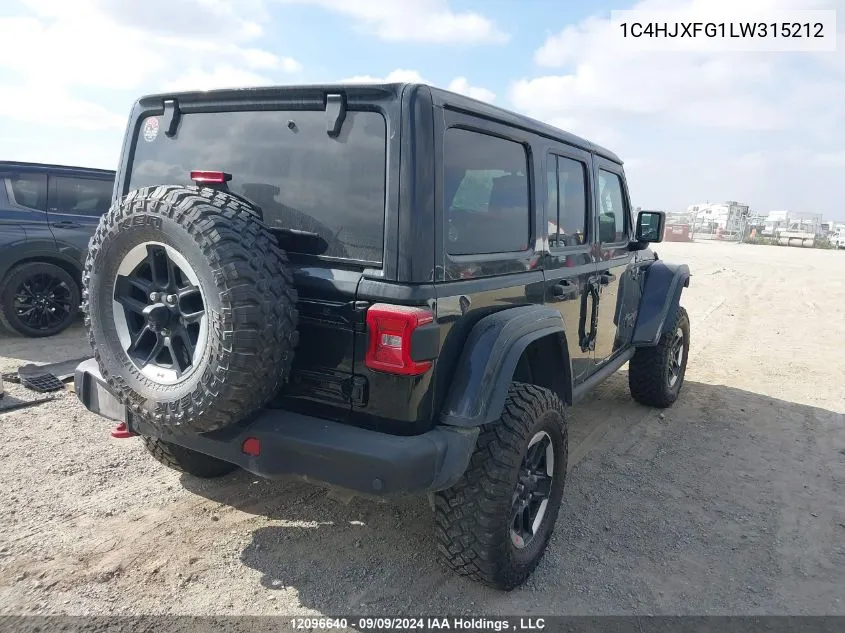 2020 Jeep Wrangler Unlimited Rubicon VIN: 1C4HJXFG1LW315212 Lot: 12096640