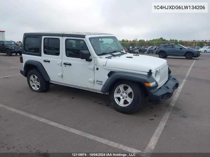 2020 Jeep Wrangler Unlimited Sport VIN: 1C4HJXDG6LW134206 Lot: 12118974