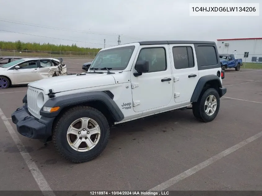 2020 Jeep Wrangler Unlimited Sport VIN: 1C4HJXDG6LW134206 Lot: 12118974