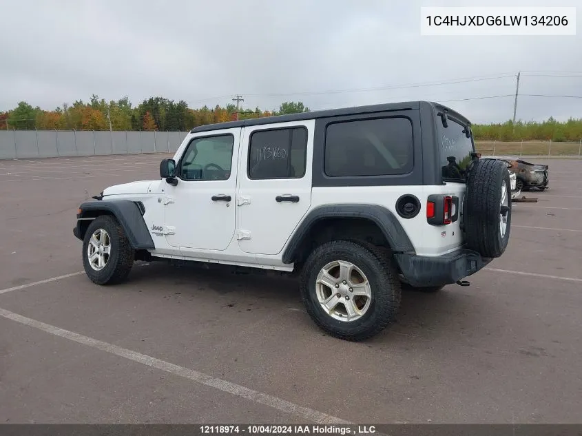 2020 Jeep Wrangler Unlimited Sport VIN: 1C4HJXDG6LW134206 Lot: 12118974