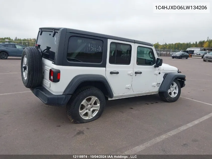 2020 Jeep Wrangler Unlimited Sport VIN: 1C4HJXDG6LW134206 Lot: 12118974