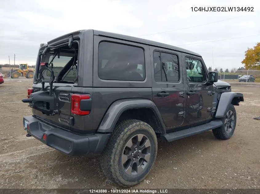 2020 Jeep Wrangler Unlimited Sahara VIN: 1C4HJXEG2LW134492 Lot: 12143598