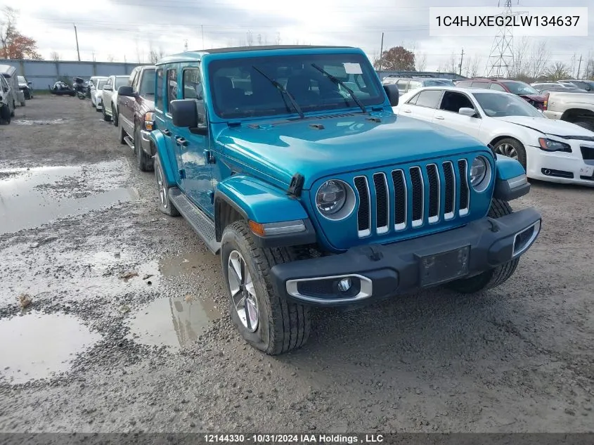 2020 Jeep Wrangler Unlimited Sahara VIN: 1C4HJXEG2LW134637 Lot: 12144330