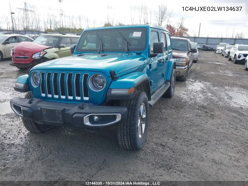 2020 Jeep Wrangler Unlimited Sahara VIN: 1C4HJXEG2LW134637 Lot: 12144330