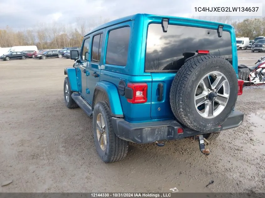 2020 Jeep Wrangler Unlimited Sahara VIN: 1C4HJXEG2LW134637 Lot: 12144330