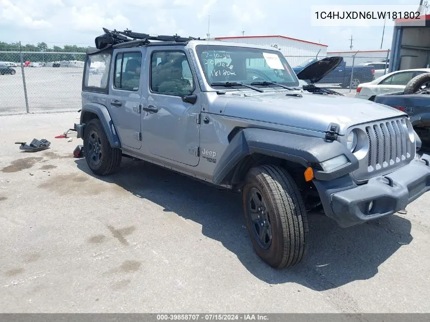 1C4HJXDN6LW181802 2020 Jeep Wrangler Unlimited Sport 4X4