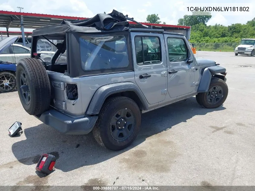 2020 Jeep Wrangler Unlimited Sport 4X4 VIN: 1C4HJXDN6LW181802 Lot: 39858707