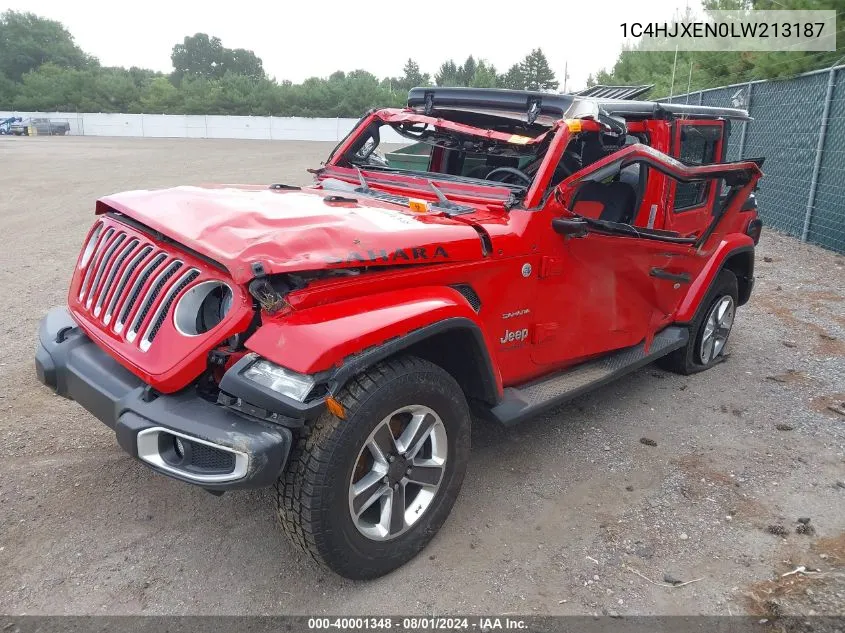 2020 Jeep Wrangler Unlimited Sahara 4X4 VIN: 1C4HJXEN0LW213187 Lot: 40001348