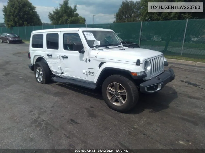 2020 Jeep Wrangler VIN: 1C4HJXEN1LW220780 Lot: 40072448