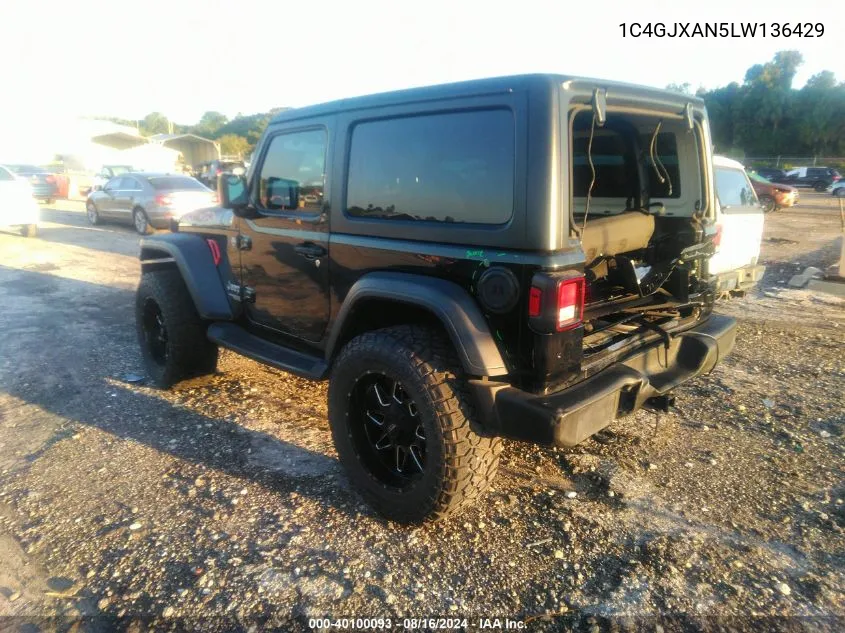 2020 Jeep Wrangler Sport S 4X4 VIN: 1C4GJXAN5LW136429 Lot: 40100093