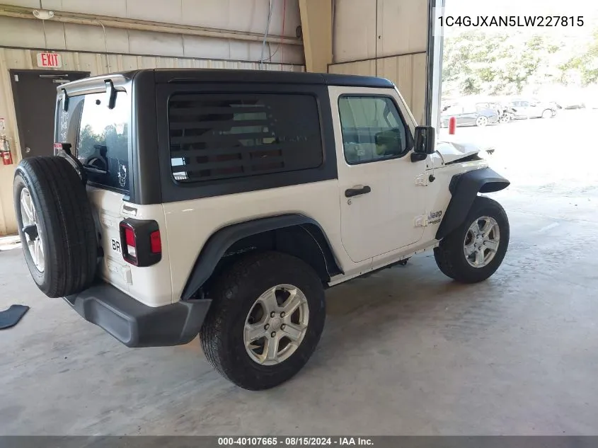 2020 Jeep Wrangler Sport VIN: 1C4GJXAN5LW227815 Lot: 40107665