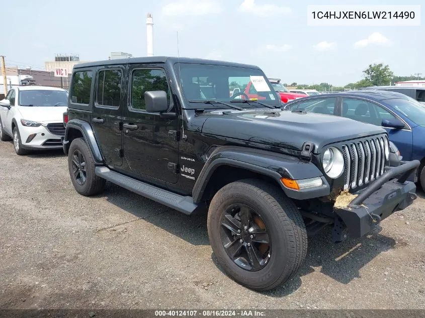 2020 Jeep Wrangler Unlimited Sahara 4X4 VIN: 1C4HJXEN6LW214490 Lot: 40124107