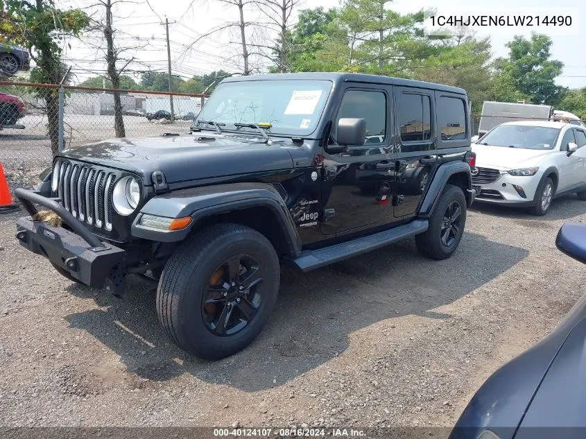 2020 Jeep Wrangler Unlimited Sahara 4X4 VIN: 1C4HJXEN6LW214490 Lot: 40124107