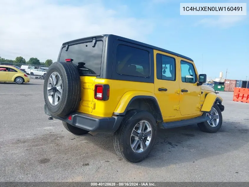 2020 Jeep Wrangler Unlimited Sahara VIN: 1C4HJXEN0LW160491 Lot: 40128628