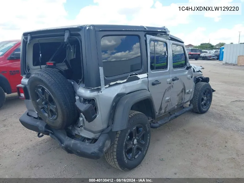 2020 Jeep Wrangler Unlimited Sport VIN: 1C4HJXDNXLW129220 Lot: 40130412