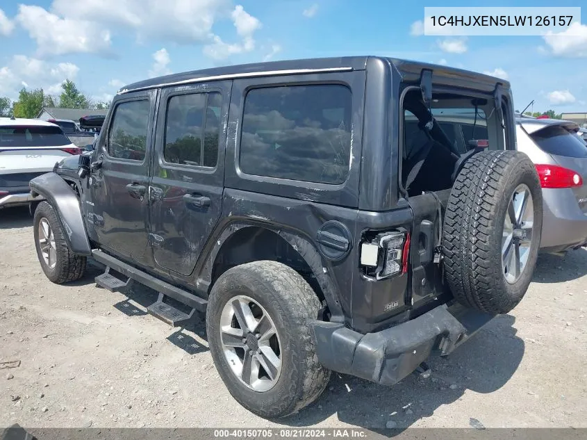 2020 Jeep Wrangler Unlimited Sahara VIN: 1C4HJXEN5LW126157 Lot: 40150705