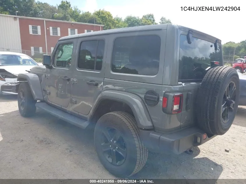 2020 Jeep Wrangler Unlimited Sahara Altitude 4X4 VIN: 1C4HJXEN4LW242904 Lot: 40241955