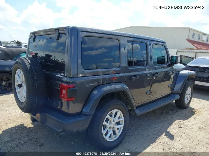 2020 Jeep Wrangler Unlimited Sahara Altitude 4X4 VIN: 1C4HJXEM3LW336943 Lot: 40375078