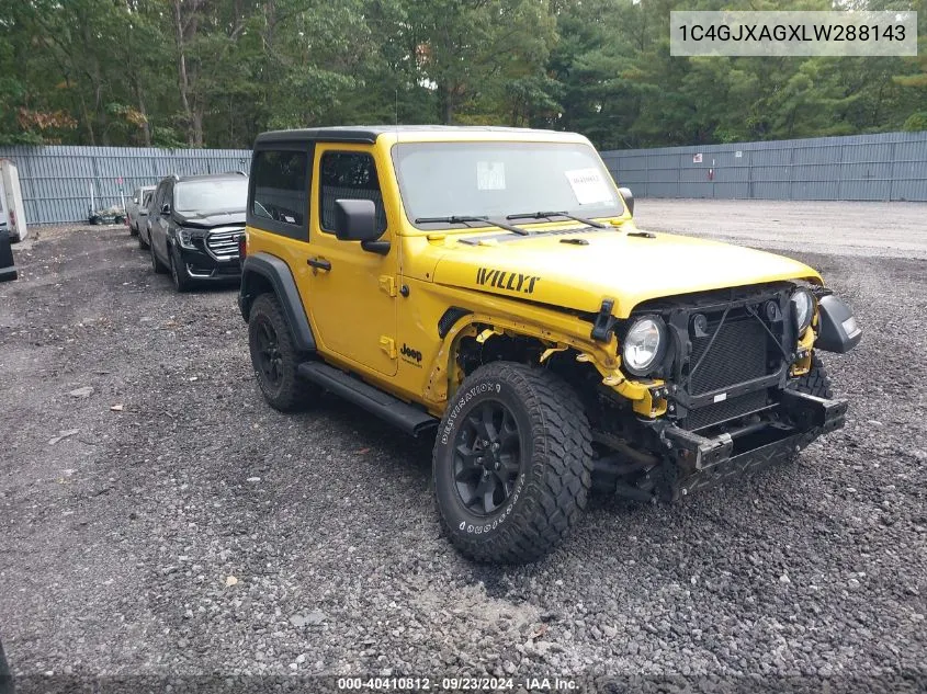 2020 Jeep Wrangler Sport VIN: 1C4GJXAGXLW288143 Lot: 40410812