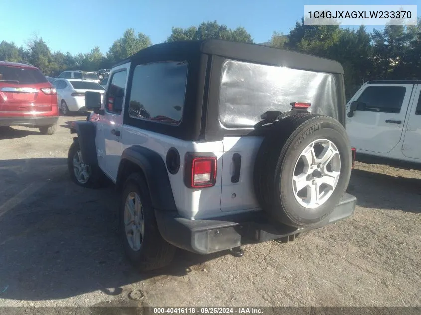 2020 Jeep Wrangler Sport S 4X4 VIN: 1C4GJXAGXLW233370 Lot: 40416118