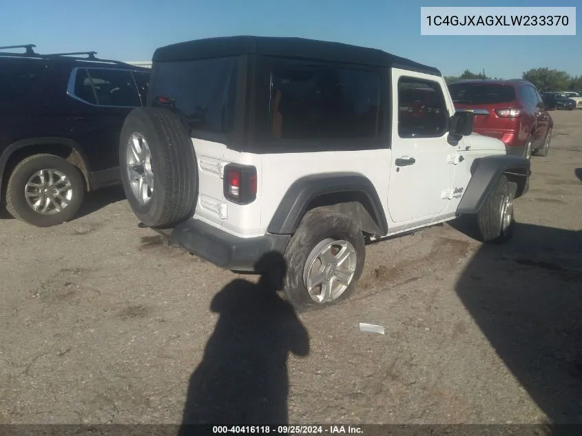 2020 Jeep Wrangler Sport S 4X4 VIN: 1C4GJXAGXLW233370 Lot: 40416118