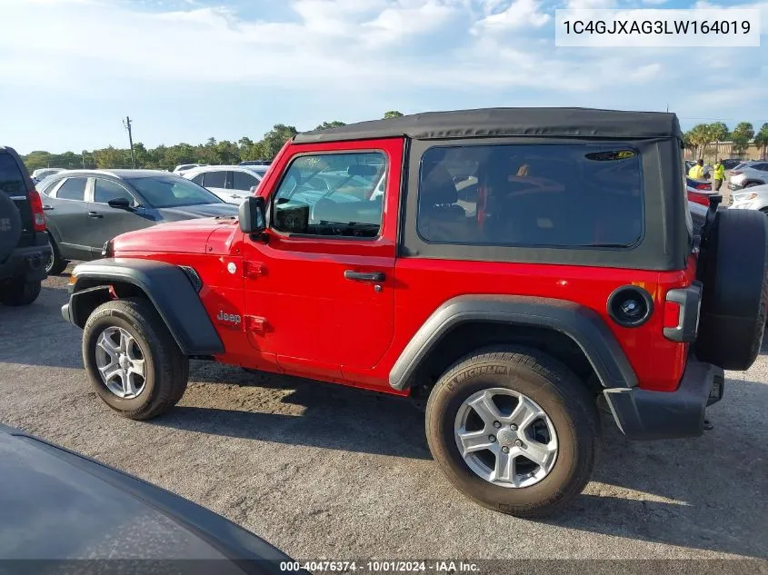 2020 Jeep Wrangler Sport VIN: 1C4GJXAG3LW164019 Lot: 40476374