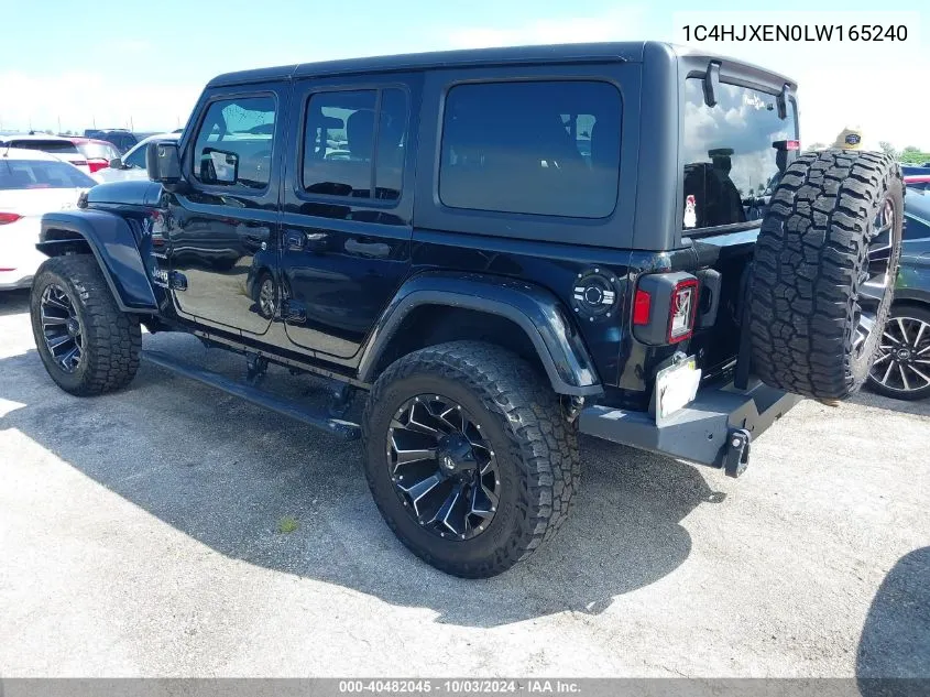 2020 Jeep Wrangler Unlimited Sahara 4X4 VIN: 1C4HJXEN0LW165240 Lot: 40482045