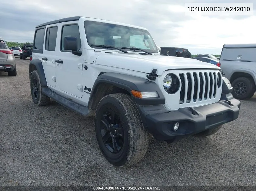 2020 Jeep Wrangler Unlimited Sport VIN: 1C4HJXDG3LW242010 Lot: 40499074