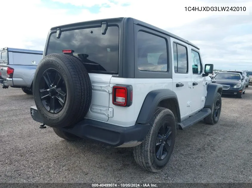 2020 Jeep Wrangler Unlimited Sport VIN: 1C4HJXDG3LW242010 Lot: 40499074