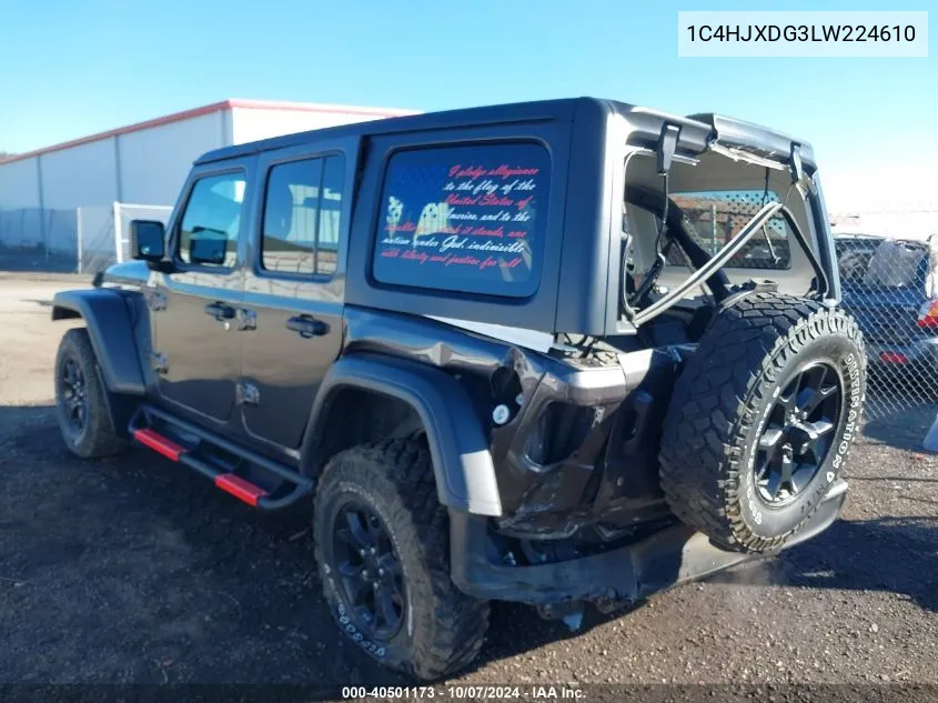 2020 Jeep Wrangler Unlimited Willys Edition VIN: 1C4HJXDG3LW224610 Lot: 40501173