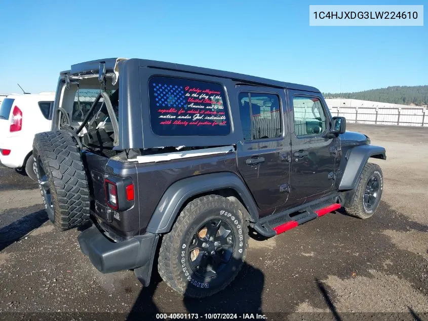 2020 Jeep Wrangler Unlimited Willys Edition VIN: 1C4HJXDG3LW224610 Lot: 40501173