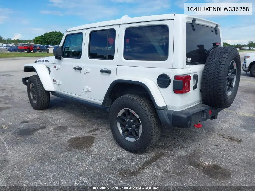 2020 Jeep Wrangler Unlimited Rubicon 4X4 VIN: 1C4HJXFN0LW336258 Lot: 40528278