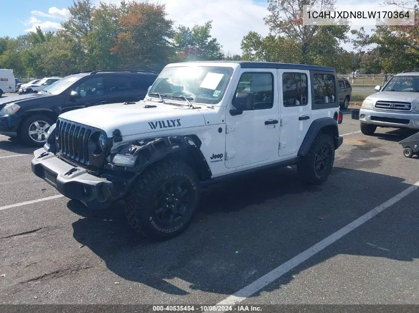 2020 Jeep Wrangler Unlimited Willys 4X4 VIN: 1C4HJXDN8LW170364 Lot: 40535454