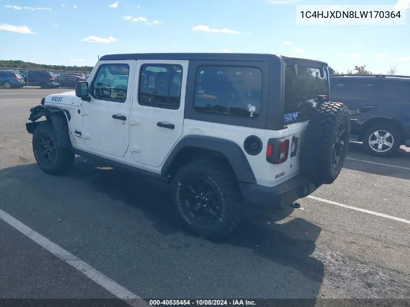 2020 Jeep Wrangler Unlimited Willys 4X4 VIN: 1C4HJXDN8LW170364 Lot: 40535454