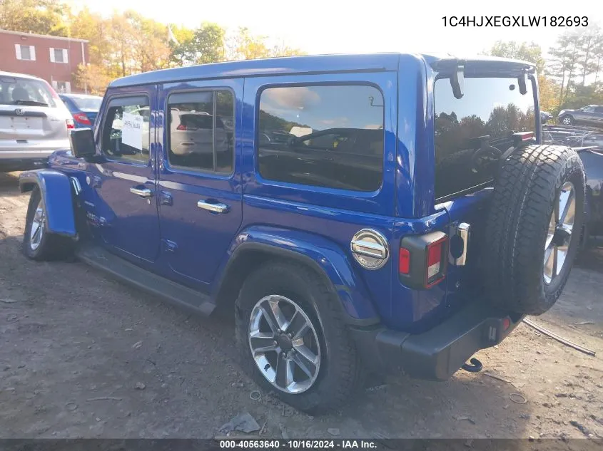 2020 Jeep Wrangler Unlimited Sahara 4X4 VIN: 1C4HJXEGXLW182693 Lot: 40563640