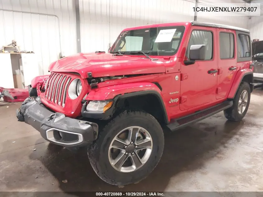 2020 Jeep Wrangler Unlimited Sahara 4X4 VIN: 1C4HJXENXLW279407 Lot: 40720869