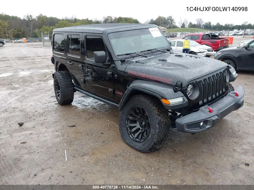 2020 Jeep Wrangler Unlimited Rubicon VIN: 1C4HJXFG0LW140998 Lot: 40775726