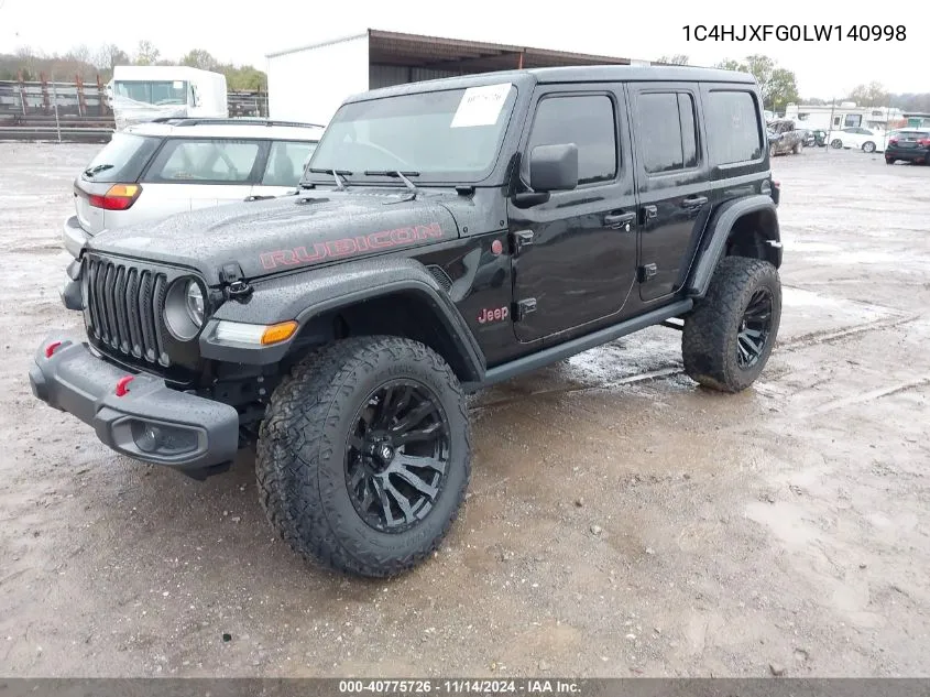 2020 Jeep Wrangler Unlimited Rubicon VIN: 1C4HJXFG0LW140998 Lot: 40775726