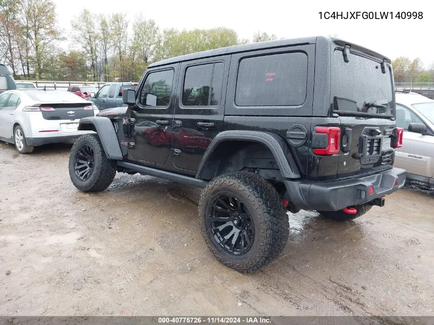 2020 Jeep Wrangler Unlimited Rubicon VIN: 1C4HJXFG0LW140998 Lot: 40775726