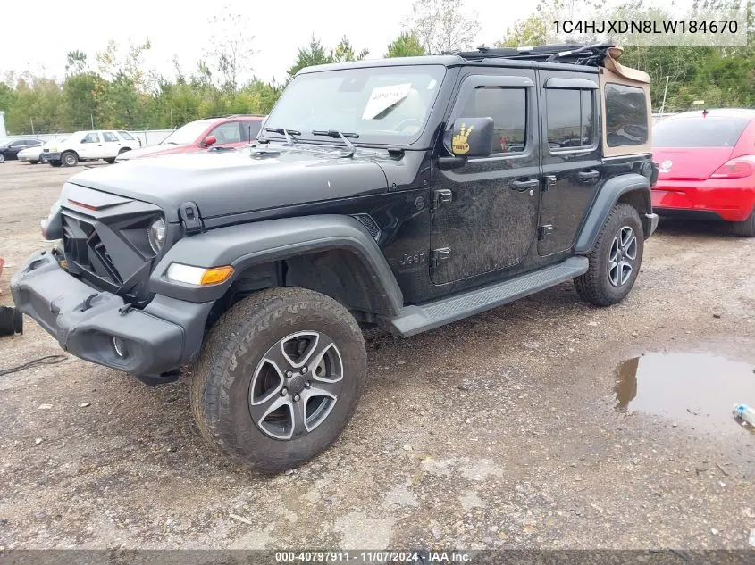 2020 Jeep Wrangler Unlimited Black And Tan 4X4 VIN: 1C4HJXDN8LW184670 Lot: 40797911