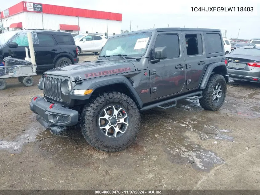 2020 Jeep Wrangler Unlimited Rubicon VIN: 1C4HJXFG9LW118403 Lot: 40800476