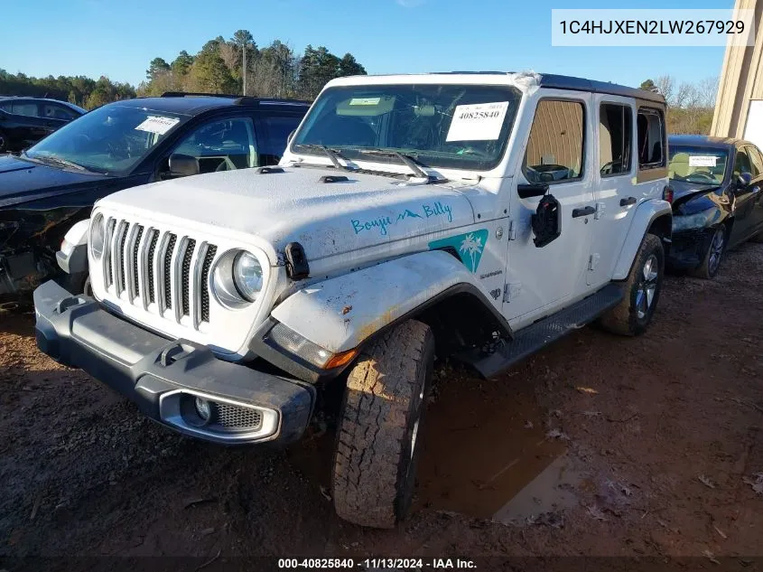 2020 Jeep Wrangler Unlimited Sahara 4X4 VIN: 1C4HJXEN2LW267929 Lot: 40825840