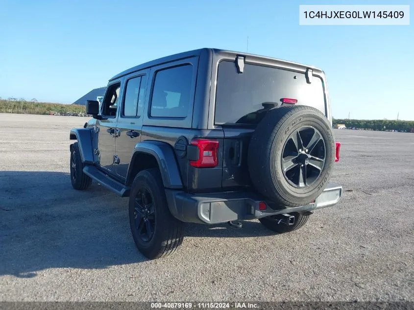 2020 Jeep Wrangler Unlimited Sahara Altitude 4X4 VIN: 1C4HJXEG0LW145409 Lot: 40879169