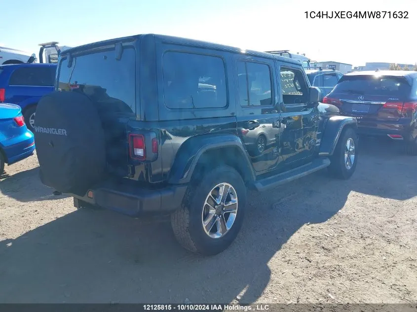 2021 Jeep Wrangler Unlimited Sahara VIN: 1C4HJXEG4MW871632 Lot: 12125815