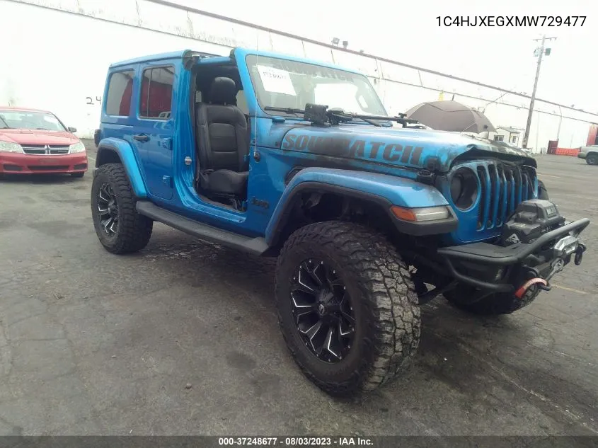 2021 Jeep Wrangler Unlimited Sahara Altitude 4X4 VIN: 1C4HJXEGXMW729477 Lot: 37248677